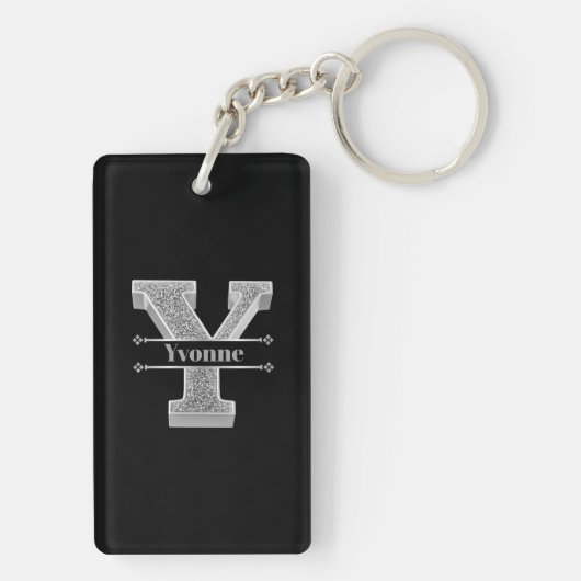 Gepersonaliseerde Y Initiaal Silver Monogram Jouw  Sleutelhanger (achterkant)