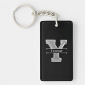 Gepersonaliseerde Y Initiaal Silver Monogram Jouw  Sleutelhanger (Voorkant)