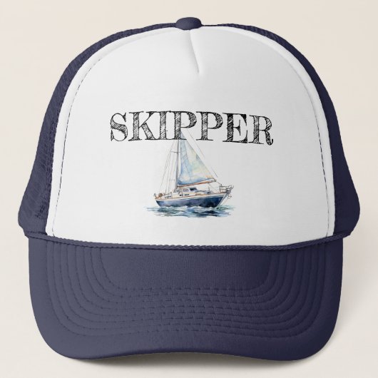 Gepersonaliseerde Yachting Theme Skipper Trucker Pet (Voorkant)