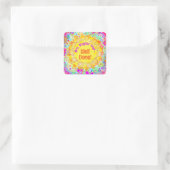 Gepersonaliseerde Yellow Floral Motivatie Teacher Vierkante Sticker (Tas)