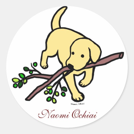 Gepersonaliseerde Yellow Labrador Cartoon Stickers (Voorkant)