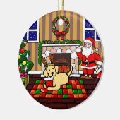 Gepersonaliseerde Yellow Labrador kerstCartoon Keramisch Ornament (Links)