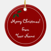 Gepersonaliseerde Yellow Labrador kerstCartoon Keramisch Ornament (Achterkant)