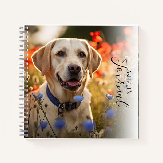 Gepersonaliseerde Yellow Labrador Retriever Journa Notitieboek (Voorkant)