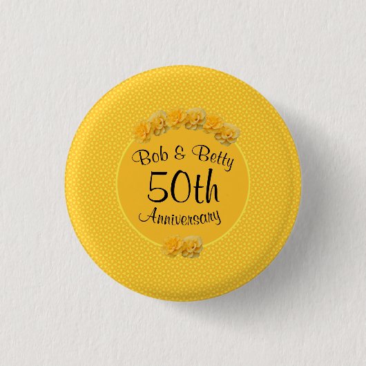 Gepersonaliseerde Yellow Rose 50e Jubileum Ronde Button 3,2 Cm (Voorkant)