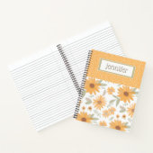 Gepersonaliseerde Yellow Stippen Sunflower Journal Notitieboek (Binnen)