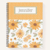 Gepersonaliseerde Yellow Stippen Sunflower Journal Notitieboek (Voorkant)