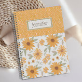 Gepersonaliseerde Yellow Stippen Sunflower Journal Notitieboek