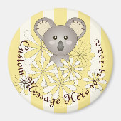 Gepersonaliseerde Yellow Stripe Baby Koala Party F Magneet (Voorkant)