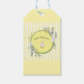 Gepersonaliseerde Yellow Stripe Duckling Verjaarda Cadeaulabel (Voorkant)