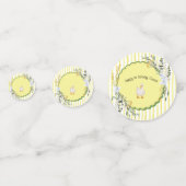 Gepersonaliseerde Yellow Stripe Duckling Verjaarda Confetti (Voorkanten)