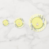 Gepersonaliseerde Yellow Stripe Duckling Verjaarda Confetti (Achterkanten)