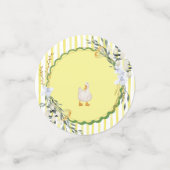 Gepersonaliseerde Yellow Stripe Duckling Verjaarda Confetti (Kleine voorkant)