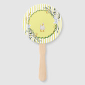 Gepersonaliseerde Yellow Stripe Duckling Verjaarda Handwaaier (Achterkant)