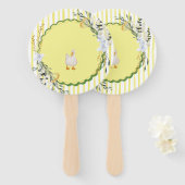 Gepersonaliseerde Yellow Stripe Duckling Verjaarda Handwaaier (Voorkant en achterkant)