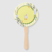 Gepersonaliseerde Yellow Stripe Duckling Verjaarda Handwaaier (Voorkant)
