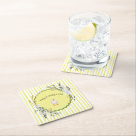 Gepersonaliseerde Yellow Stripe Duckling Verjaarda Kartonnen Onderzetters