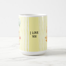 Gepersonaliseerde Yellow Stripe Duckling Verjaarda Koffiemok