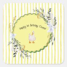 Gepersonaliseerde Yellow Stripe Duckling Verjaarda