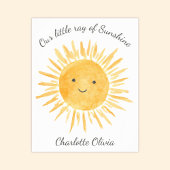 Gepersonaliseerde Yellow Sun Boho Baby kinderkamer Poster