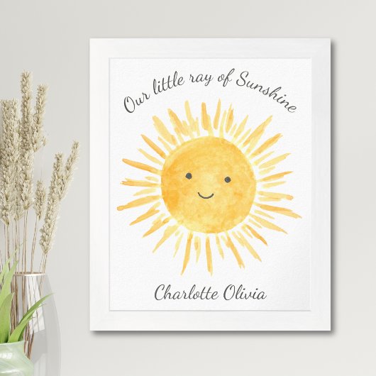 Gepersonaliseerde Yellow Sun Boho Baby kinderkamer Poster