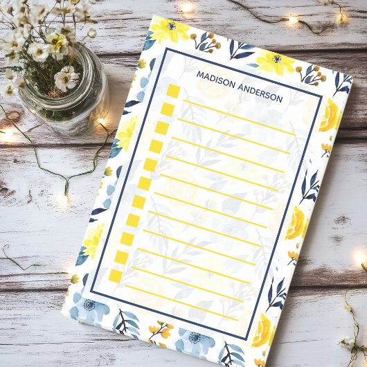 Gepersonaliseerde Yellow Waterverf Floral to-do li Post-it® Notes