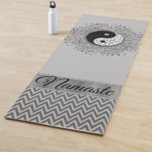 Gepersonaliseerde Yin Yang Chevron Silver Yoga Mat
