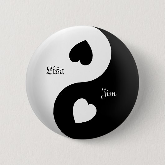 Gepersonaliseerde Yin Yang Love Button (Voorkant)