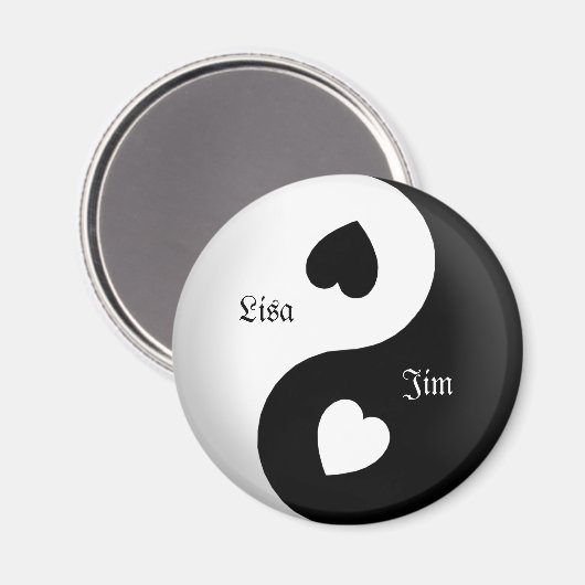 Gepersonaliseerde Yin Yang Love Magnet (Voorkant / Achterkant)