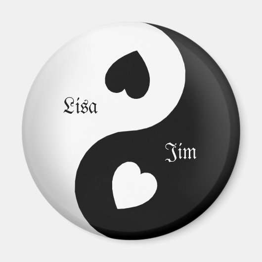 Gepersonaliseerde Yin Yang Love Magnet (Voorkant)