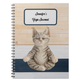 Gepersonaliseerde Yoga Cat Journal Notitieboek