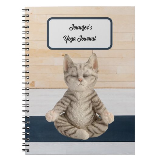 Gepersonaliseerde Yoga Cat Journal Notitieboek (Voorkant)