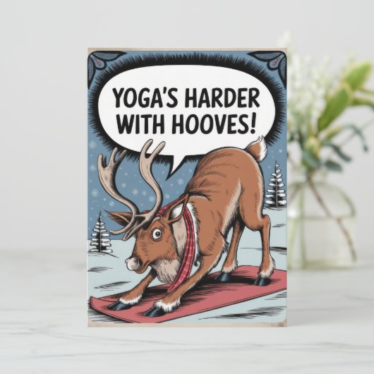 Gepersonaliseerde Yoga Harder Hooves Grappig  Feestdagenkaart (Staand voorkant)