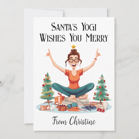 Gepersonaliseerde Yoga Instructor Christmas Kaart (Voorkant)