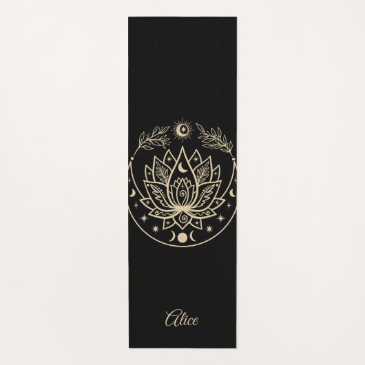 Gepersonaliseerde Yoga Mat Meditatie Gift Zwart (Voorkant)