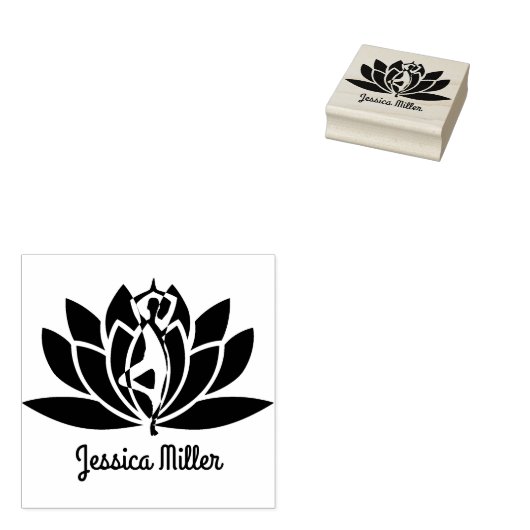 Gepersonaliseerde Yoga Studio Lotus Bloem Rubberstempel (Gestempeld)