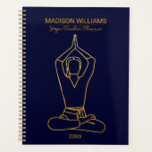 Gepersonaliseerde Yoga Teacher Navy Gold 2023 Plan Planner (Voorkant)