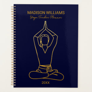 Gepersonaliseerde Yoga Teacher Navy Gold 2023 Plan Planner