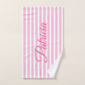 Gepersonaliseerde yogamat roze strepen meditatiema handdoek (Handdoek)