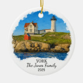 Gepersonaliseerde York Ornament, Maine Keramisch Ornament (Voorkant)