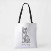Gepersonaliseerde Yorkie Sketch Tote Bag (Voorkant)