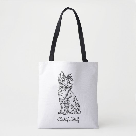 Gepersonaliseerde Yorkie Sketch Tote Bag (Voorkant)