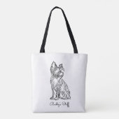 Gepersonaliseerde Yorkie Sketch Tote Bag (Achterkant)