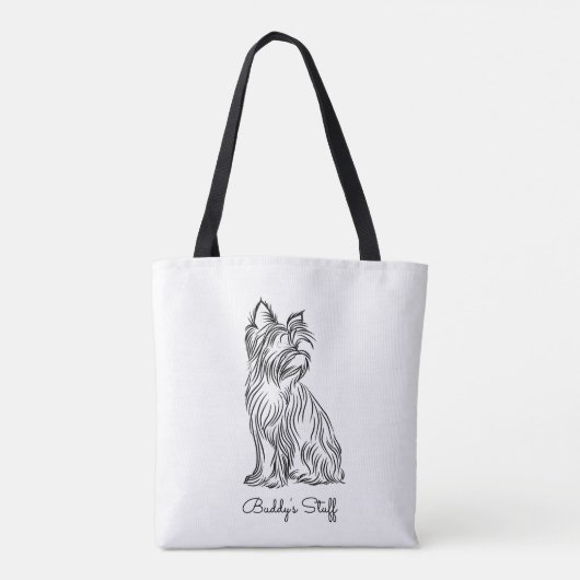 Gepersonaliseerde Yorkie Sketch Tote Bag (Achterkant)