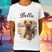 Gepersonaliseerde Yorkie Sunset Schattige Beach Ho T-shirt