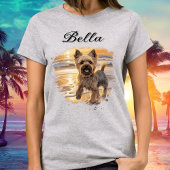 Gepersonaliseerde Yorkie Sunset Schattige Beach Ho T-shirt