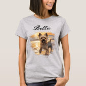 Gepersonaliseerde Yorkie Sunset Schattige Beach Ho T-shirt (Voorkant)