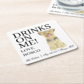 Gepersonaliseerde Yorkie Yorkshire Terrier bruilof Kartonnen Onderzetters (Schuin)