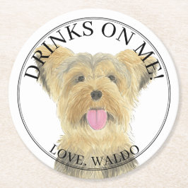 Gepersonaliseerde Yorkie Yorkshire Terrier bruilof Ronde Kartonnen Onderzetter