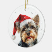 Gepersonaliseerde Yorkshire-hond Kerstmis Keramisch Ornament (Links)